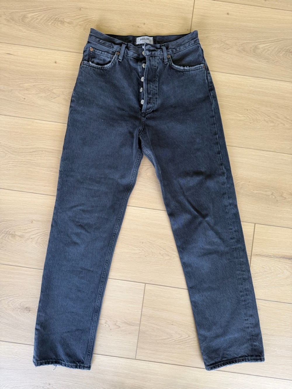 Agolde Straight Leg Jeans in Washed Black